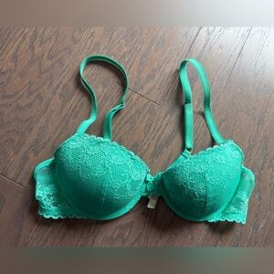 Aerie Ella Bra 36 B  Demi Cup Underwire Turquoise Lace Bra